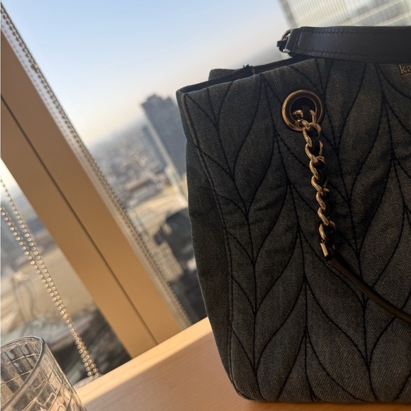 Kate Spade GUC  Denim Leaf Pattern bag GUC some wear- makes it extra cute IMO - Picture 8 of 16